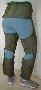 G-suit Back and Side - Model CSU-13B/P - also known as anti-g suit or anti-gravity garment usually worn by military fighter pilot - shown for medical use